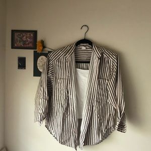 striped button down shirt